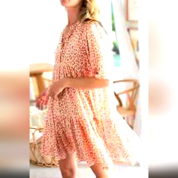 Two by Vince Camuto Terra Blush Patterned Peach Boho Flowy Dress - Small BNWOT - Picture 1 of 9